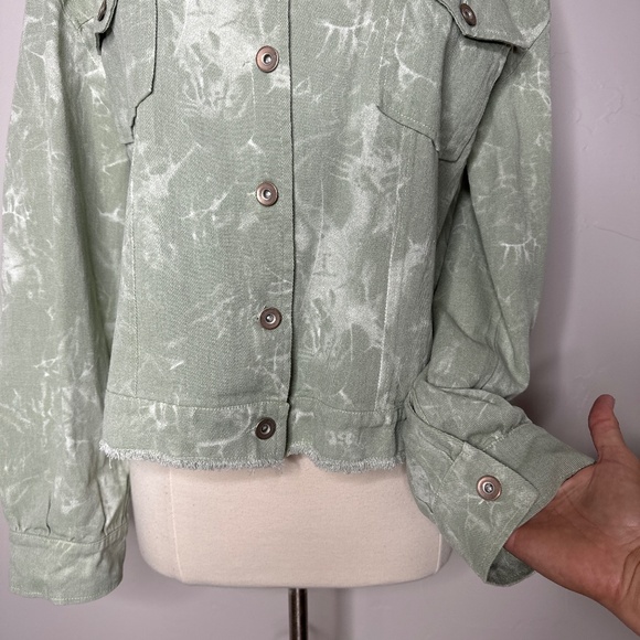 La Miel Tie Dye Light Green Jacket Size Large - Picture 3 of 9